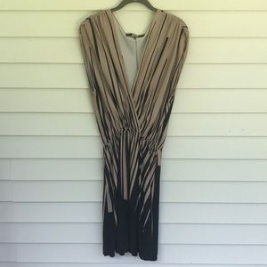 EVA FRANCO 100% Silk Slinky Faux Wrap Short Sleeve Mini Draped Dress Size 8.